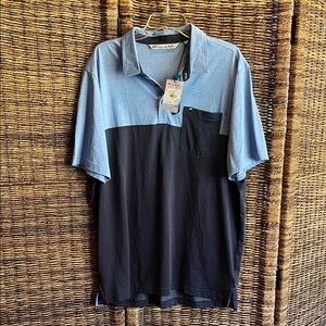 Travis Mathew Men's Blue/Navy Colorblock Shirt
